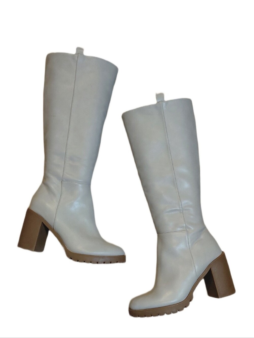 Alter'd States by Matisse Off-white Gray Knee-High Block Heel Boots Size 8.5